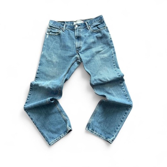 Levi's 505 Straight Fit Jeans - Men's 34x34 - Light Wash Blue Denim Vintage Y2K - Picture 1 of 6